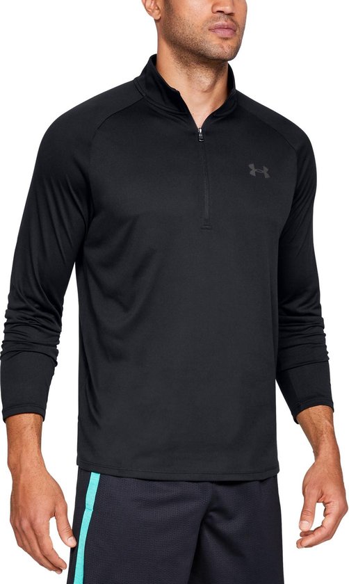 Under Armour UA Tech 2.0 1/2 Zip-BLK Heren Sporttrui - Zwart - Charcoal