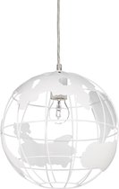 relaxdays globe lampe suspendue - plafonnier sphérique - monde - suspension - métal blanc
