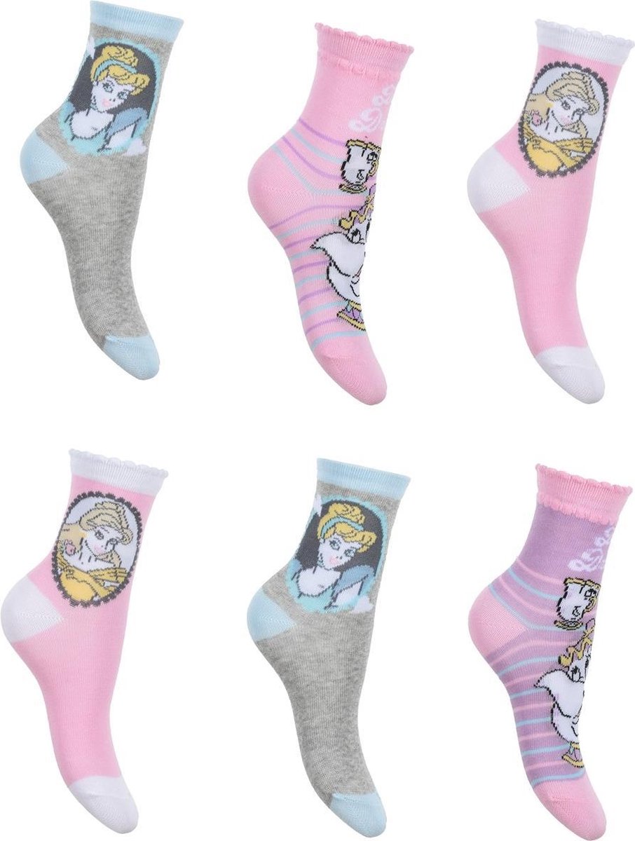 6 paar sokken Disney Princess maat 23/26