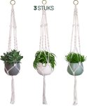 Gadgy Plantenhanger Macramé - Luxe gevlochten touw katoen - 3 stuks - plantenpot ophangen - Hangpot