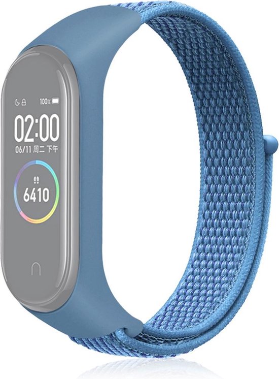 Foto: By qubix nylon geweven bandje xiaomi mi band 3 4 blauw