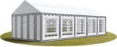 Partytent feesttent 4x10 m tuinpaviljoen -tent ca. 500 g/m² PVC zeil in grijs-wit waterdicht