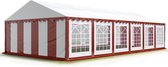 Partytent feesttent 6x12 m tuinpaviljoen -tent PVC 700 N in rood-wit waterdicht