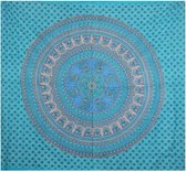 Grand foulard B61 - Mandala - Turquoise - Wandkleed - Bedsprei - Strandlaken