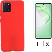 Samsung Galaxy Note 10 Lite Hoesje Rood - Siliconen Back Cover & Glazen Screenprotector