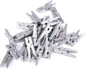 Mini Wasknijpers met touw - Zilver kleurig - 50 stuks