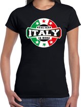 Have fear Italy is here t-shirt met sterren embleem in de kleuren van de Italiaanse vlag - zwart - dames - Italie supporter / Italiaans elftal fan shirt / EK / WK / kleding L