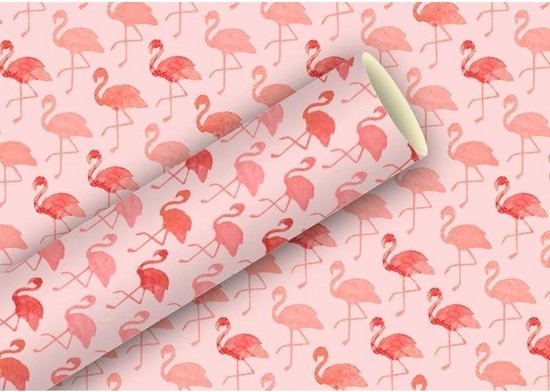3x Inpakpapier/cadeaupapier roze flamingos/vogels print 200 x 70 cm -  Cadeauverpakking... | bol.com