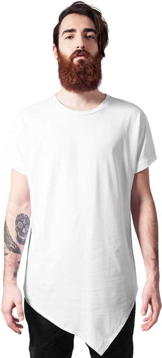 Urban Classics Asymetric Long Heren Tshirt M Wit
