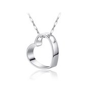 218 - Zilveren ketting met open hartje - Zilveren ketting met open hart - Zilveren collier