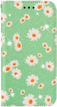 Apple iPhone 11 Pro Portemonnee Hoesje met Bloemen Print Groen