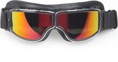 CRG zwart leren cruiser motorbril multi kleur glas