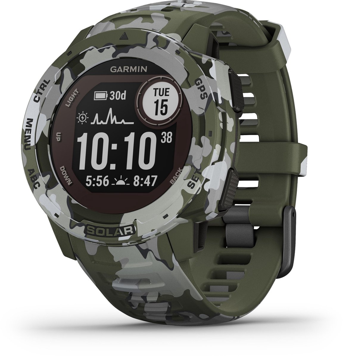 Afbeelding 2 van Garmin Instinct Solar Smartwatch 45mm Groen Camo Edition