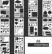 Bullet Journal Plastic Stencils - 10 stuks - Templates - Sjablonen - 10 x 18 centimeter - Handlettering toolkit - Knutselen - Decoratie - Accessoires