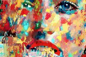 JJ-Art (Canvas) 60x40 | Gedeukt blikje frisdrank in Mondriaan stijl - popart - woonkamer - slaapkamer | abstract, drank, modern, rood, geel, blauw, wit | Foto-Schilderij print (wan