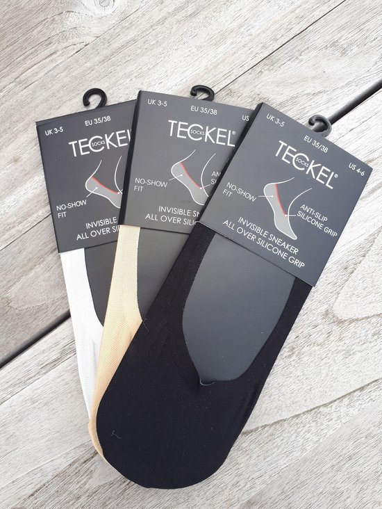 Teckel - Invisible sneaker All Over Silicone 10 paar - Zwart - Footies Multipack Kousenvoetje Maat 39-42