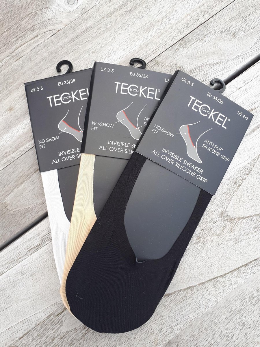 Teckel - Invisible sneaker All Over Silicone 10 paar - Zwart - Footies Multipack Kousenvoetje Maat 39-42 - TEckel