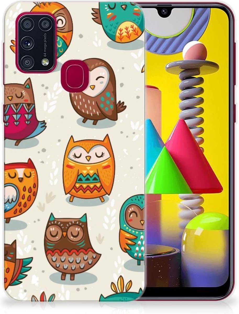 Samsung Galaxy M31 TPU Hoesje Vrolijke Uilen