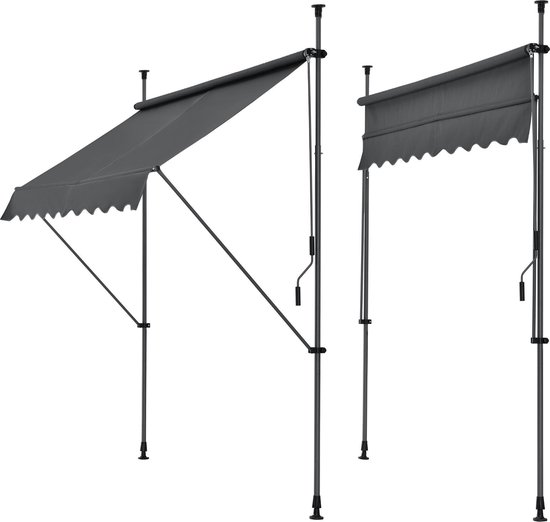 Auvent orientable - gris - 250x118x205-300 cm