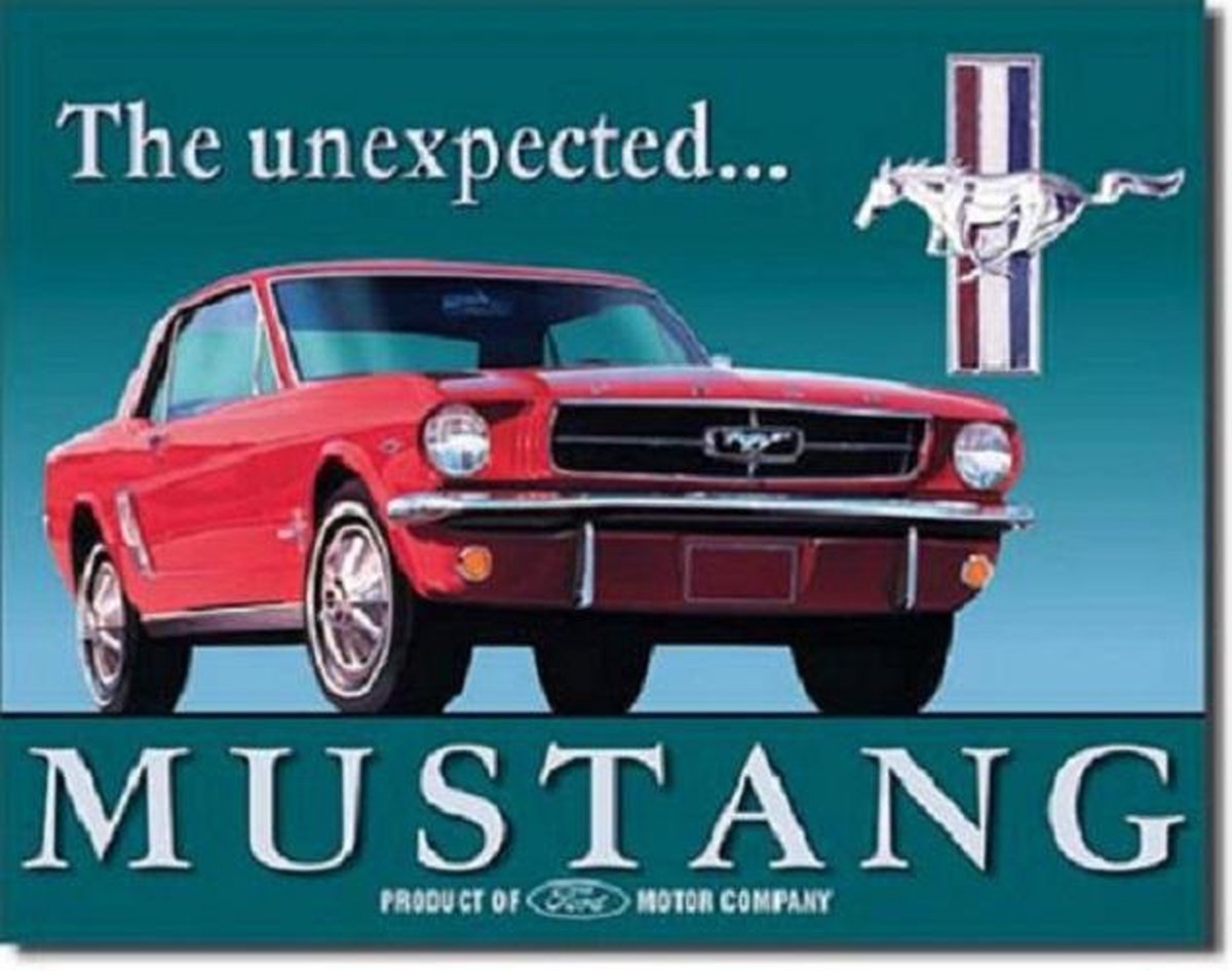 Mustang The Unexpected. Metalen wandbord 31,5 x 40,5 cm.