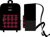 Replay Boys Rugzak black with red check: 45x33x18 cm