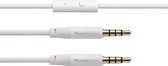 PowerLocus Audio Kabel 3.5mm Jack, Aux Kabel met Microfoon voor Koptelefoons - Wit