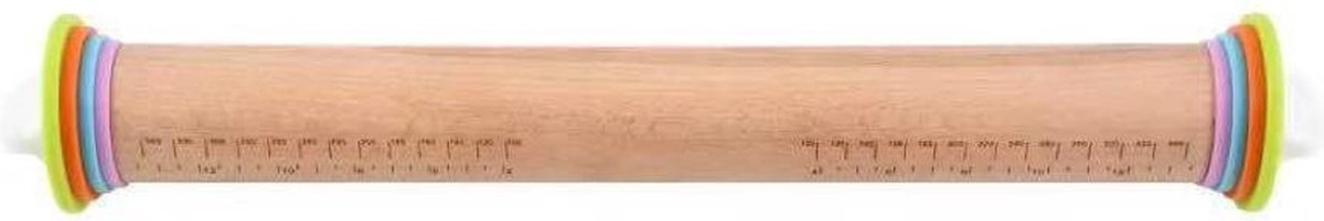 Houten Verstelbare Deegroller | 35cm lang | Precisie roller: 10mm, 6mm, 4mm en 2mm