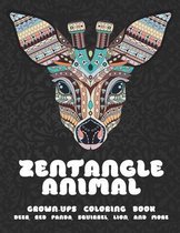 Zentangle Animal - Grown-Ups Coloring Book - Deer, Red panda, Squirrel, Lion, and more