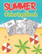 Summer coloring book: Large Print Summer Coloring Book for Adults with Beach Scenes, Ocean Life, Flowers, and More!