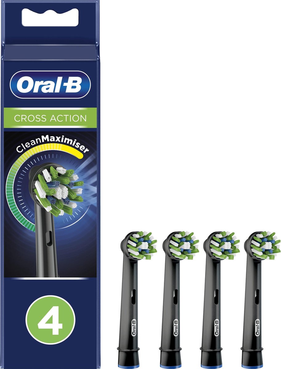 Oral-B CrossAction - Met CleanMaximiser-technologie - Opzetborstels - Zwart - 4stuks - Oral B