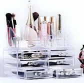 Doodadeals® | Make-up Organizer | Tweedelig | Cosmetica Organizer | Make-up Organizer Transparant | Sieradenbox | 6 laden