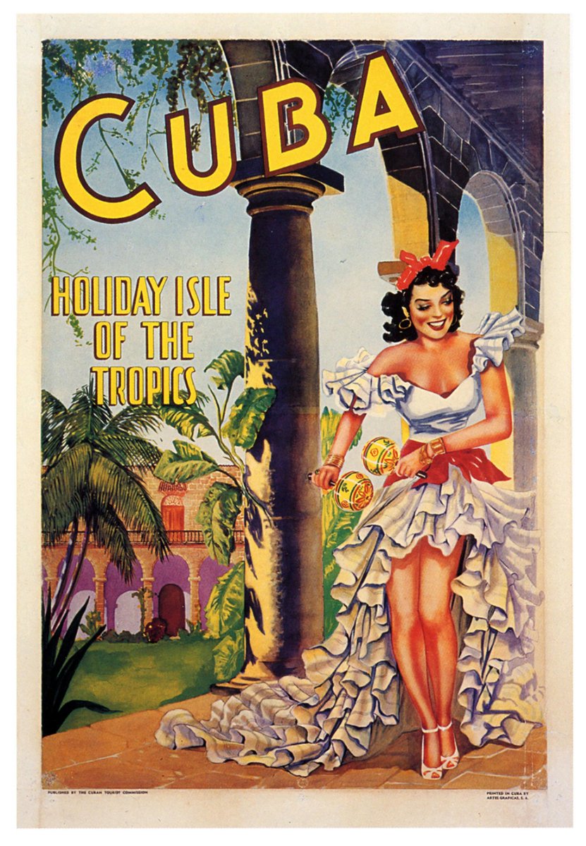 Esque Reisposter Cuba - Holiday Isle of the Tropics 1950 - (Vintage/Retro) - Travel poster - 70x50 cm Losse poster
