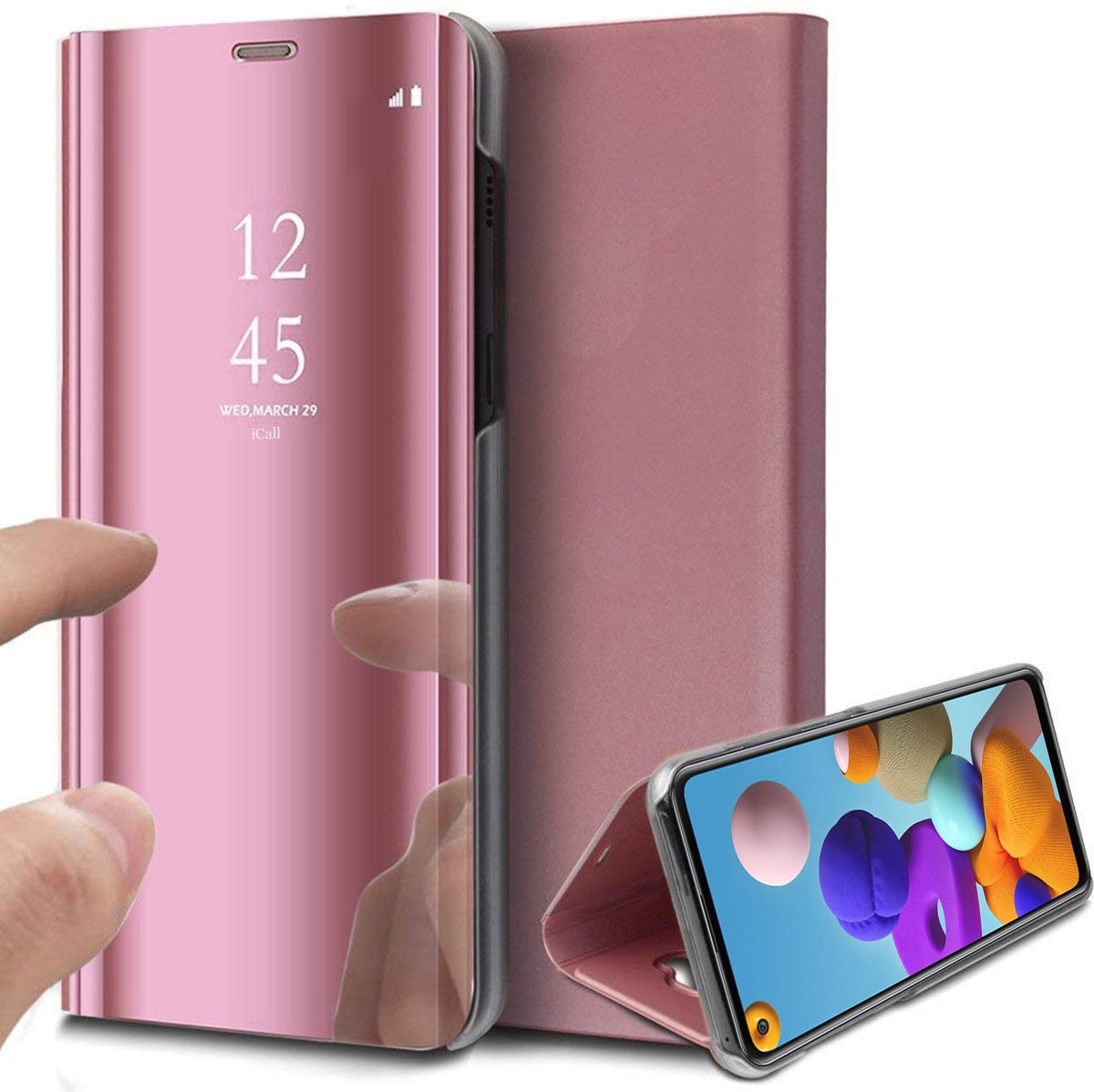Hoesje geschikt voor Samsung Galaxy A21s - Book Case Spiegel Roségoud