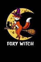Foxy Witch: Fox Witch Riding Broom Halloween Notebook