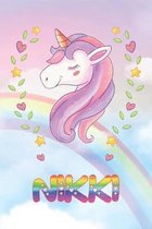 Nikki: Nikki Unicorn Notebook Rainbow Journal 6x9 Personalized Customized Gift For Someones Surname Or First Name is Nikki