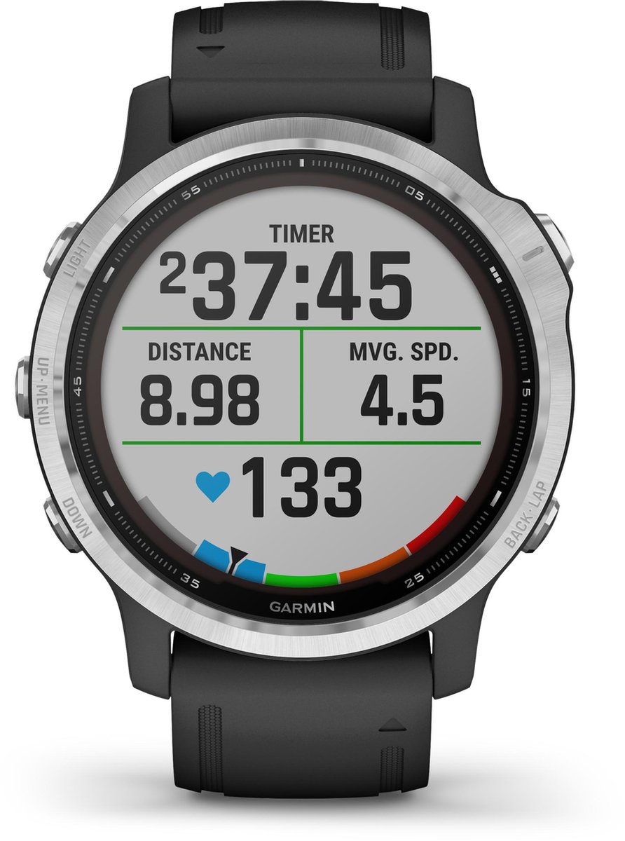 Garmin Fenix 6S Solar Multisport Smartwatch - Geavanceerde GPS Tracker - 10ATM Waterdicht - Zilver/Zwart - Garmin