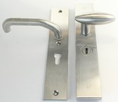 MASSIEF RVS Tzunali Deurbeslag. Model TAMEGA SKG*** BREED T=15/5 VKTB (kerntrek) PC55 BUITEN KNOP OVIDIO; BINNEN KRUK FORNOS