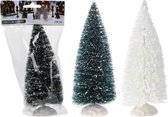 Kerstboom - Kerstdorp decoratie - Boompjes - set van 4 stuks - Kleur Wit - Hoog 19cm