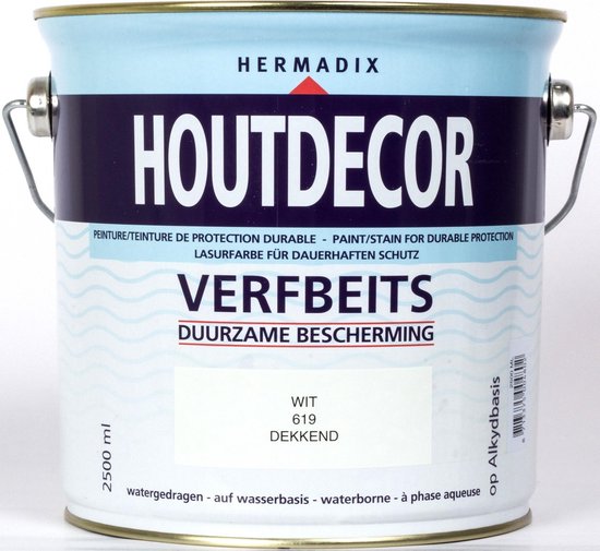 Hermadix Houtdecor Verfbeits Dekkend - 2,5 liter - 619 Wit