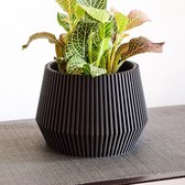 Avens Groovi Luxe Bloempot Ø10cm - Handgemaakt - Modern design - Plantenpot voor binnen en buiten - Zwart