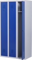 Lockerkast metaal met slot | Stalen lockerkast | 3 deurs 3 delig |Blauw/grijs| 180x90x50 cm | LKP-1003