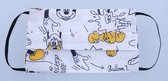 Mondkapje wasbaar van katoen - 2 laags met elastiek  - Mickey Mouse en Pluto