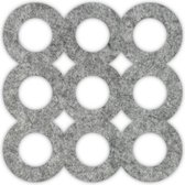 Ring vilt onderzetters  - Gemeleerd grijs - 6 stuks - 9,5 x 9,5 cm - Tafeldecoratie - Glas onderzetter - Cadeau - Woondecoratie - Woonkamer - Tafelbescherming - Onderzetters Voor G