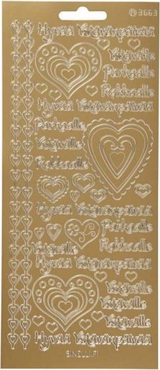 Stickers vel 10x23 cm goud Hyvaa Yst?v?np?iv?? 1vel