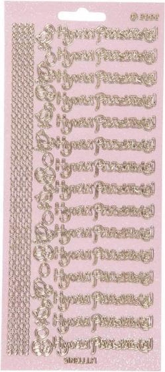 Stickers vel 10x23 cm goud glitter Hyvaa P??si?ist? 1vel