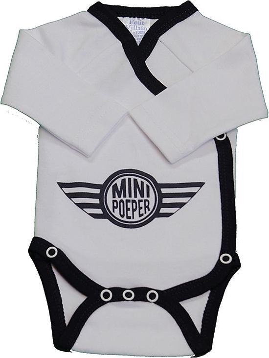 Baby romper - tekst - mini poeper - kleding - - wit marine | bol.com