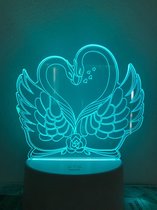 Lamp Liefde Zwanen. Liefde lamp, zwaan lamp. Romantische nachtlamp. 7-kleurig.