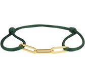 Robimex Collection Armband Groen Satijn - Zilver-Goldplated