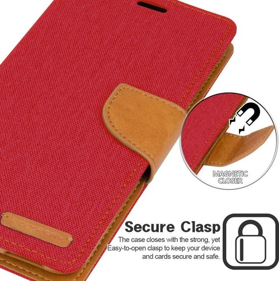 Luxe Apple iPhone X - Étui portefeuille portefeuille iPhone XS Denim Red Cover - Denim Cover