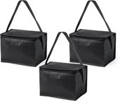 3x stuks kleine mini koeltasjes zwart sixpack blikjes - Compacte koelboxen/koeltassen